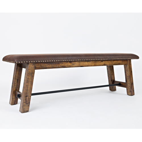 Cannon Valley Dining Bench in Distressed Wood & Leatherette